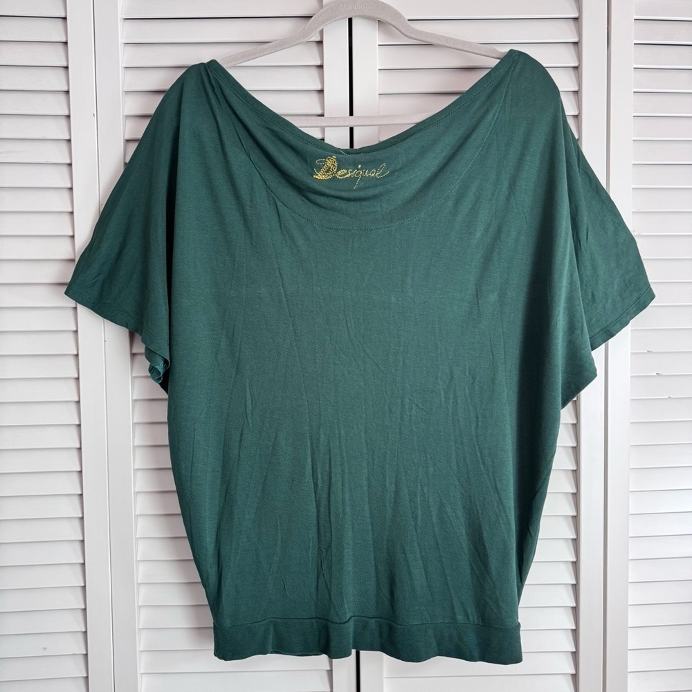 Desigual Yanira Green Short Sleeve Top Abstract Print Oversized Slouchy Small - Picture 8 of 11